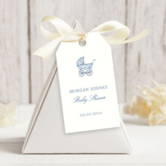 Preppy Coquette Küsten-Baby-Shower-Einladung Geschenkanhänger