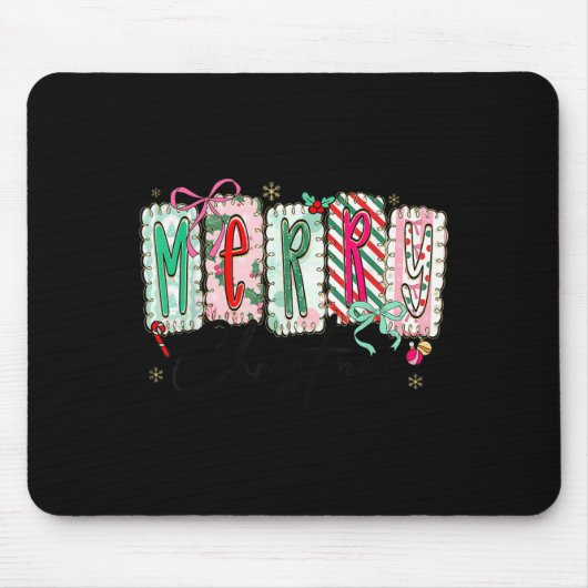 Preppy Coquette Merry Christmas Coquette Bow Girl Mousepad (Vorne)