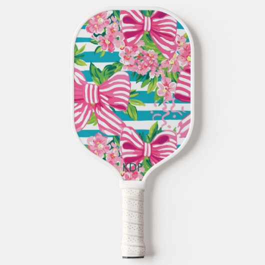 Preppy Coquette Pink Books Monogram Pickleball Schläger (Vorderseite)