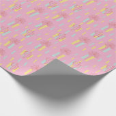 Preppy Coquette Retro Palme Trees & Cactus Pattern Geschenkpapier (Ecke)