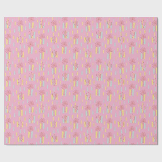 Preppy Coquette Retro Palme Trees & Cactus Pattern Geschenkpapier (Flach)