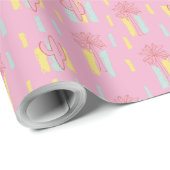 Preppy Coquette Retro Palme Trees & Cactus Pattern Geschenkpapier (Rolleneckpunkt)
