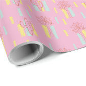 Preppy Coquette Retro Palme Trees & Cactus Pattern Geschenkpapier (Rolleneckpunkt)