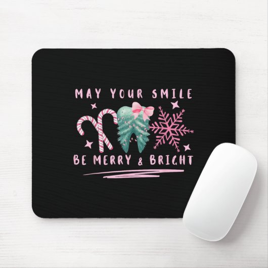 Preppy Coquette Teeth May Your Smile Be Merry And Mousepad (Mit Mouse)