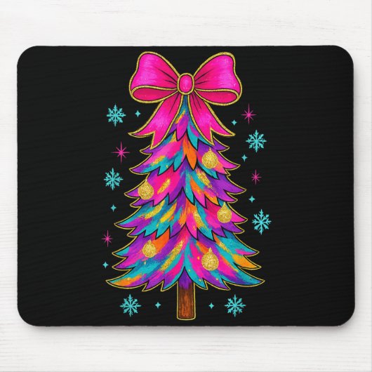 Preppy Coquette Tree Christmas Crew 2025 Family Ma Mousepad (Vorne)