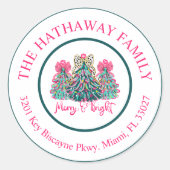 Preppy Coquette Weihnachtsbaumen Adressetikett Runder Aufkleber (Vorderseite)