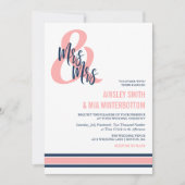 Preppy Coral & Navy Mrs & Mrs. Wedding Einladung (Vorderseite)