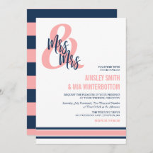 Preppy Coral & Navy Mrs & Mrs. Wedding