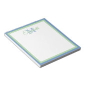 Preppy Cornflower Blue und Sage Green Monogram Notizblock (angewinkelt)