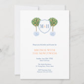 Preppy Couples Monogram NewlyWeds Brunch-Party Einladung (Vorderseite)