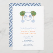 Preppy Couples Monogram NewlyWeds Brunch-Party Einladung (Vorne/Hinten)