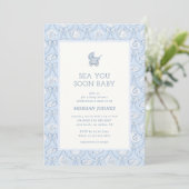 Preppy Couquette Coastal Baby Shower Invitation Einladung (Stehend Vorderseite)