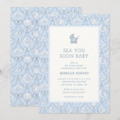 Preppy Couquette Coastal Baby Shower Invitation Einladung (Vorne/Hinten)