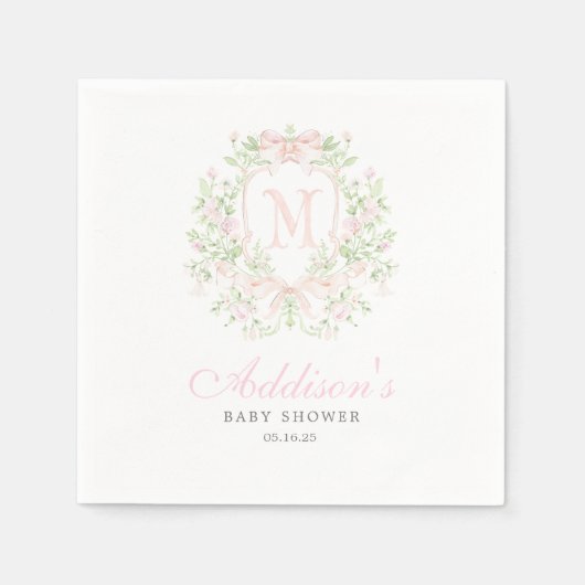 Preppy Crest Baby Shower Invitation Serviette (Vorderseite)