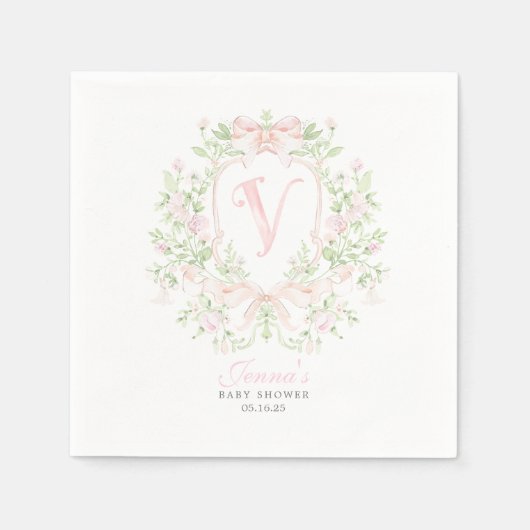 Preppy Crest Baby Shower Servietten (Vorderseite)