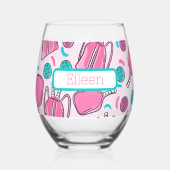 Preppy Custom Pink Pickleball Paddle & Bags Weinglas Ohne Stiel (Vorderseite)