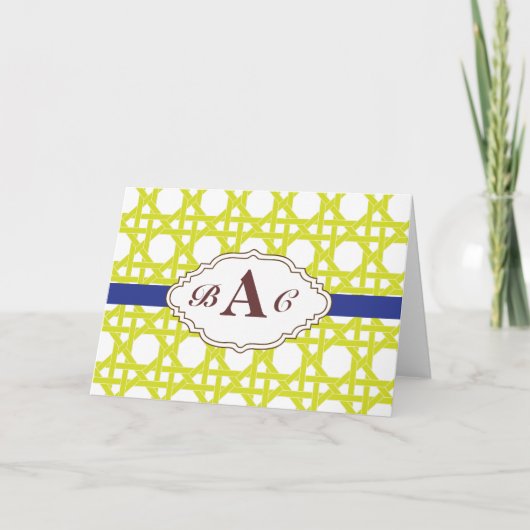 Preppy Customizable Monogramm-Schreibkarte (Vorderseite)