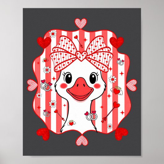 Preppy Cute Goose Coquette Bow Valentine's Day Wom Poster (Vorne)