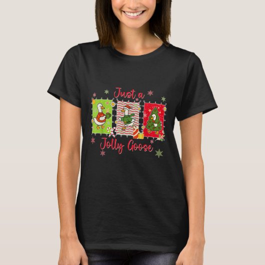 Preppy Cute Just A Jolly Goose Merry Goosemas Chri T-Shirt (Vorderseite)