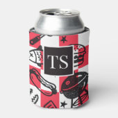 Preppy Dad Grilling Pattern – BBQ Doodles (Check) Dosenkühler (Kanne Vorderseite)