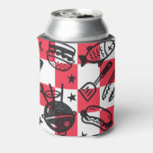 Preppy Dad Grilling Pattern – BBQ Doodles (Check) Dosenkühler (Kanne Rückseite)