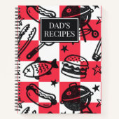 Preppy Dad Grilling Pattern – BBQ Doodles (Check)  Notizblock (Vorderseite)