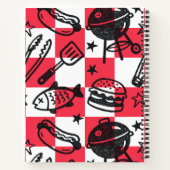Preppy Dad Grilling Pattern – BBQ Doodles (Check)  Notizblock (Rückseite)