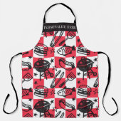 Preppy Dad Grilling Pattern – BBQ Doodles (Check) Schürze (Vorderseite)