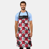 Preppy Dad Grilling Pattern – BBQ Doodles (Check) Schürze (Getragen)
