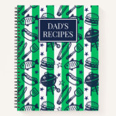 Preppy Dad Grilling Pattern – BBQ Doodles (Stripe) Notizblock (Vorderseite)