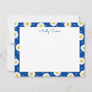Preppy Daisies Floral Watercolor Blau & Gelb Mitteilungskarte