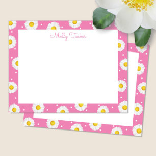 Preppy Daisies Floral Watercolor Pink und Gelb Mitteilungskarte