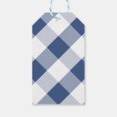 Preppy Dark Blue Bow Boxwood Topiary Baby Dusche Geschenkanhänger (Rückseite)