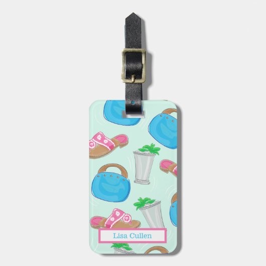 Preppy Derby Bermuda Bag Sandals Mint Julep Gepäckanhänger (Vorderseite vertikal)