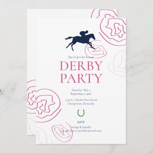 Preppy Derby Party Einladung (Vorne/Hinten)