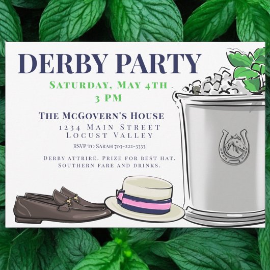 Preppy Derby Party Fashion Mint Julep Einladung