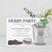 Preppy Derby Party Fashion Mint Julep Einladung (Stehend Vorderseite)