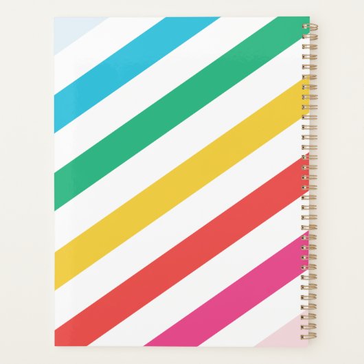 Preppy Diagonal Rainbow Strip Personalisiert Planer (Rückseite)