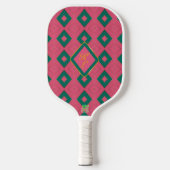Preppy Diamond Design Pink und grün Mit Monogramm Pickleball Schläger (Vorderseite)
