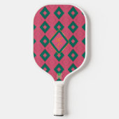 Preppy Diamond Design Pink und grün Mit Monogramm Pickleball Schläger (Rückseite)