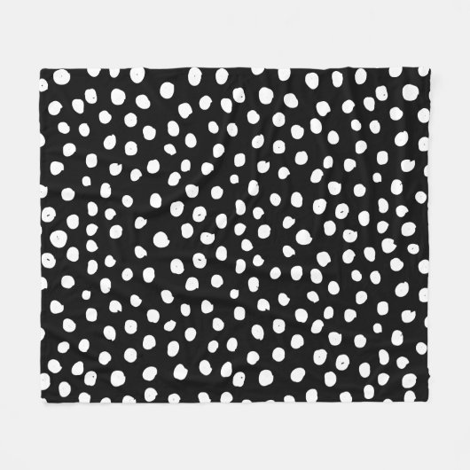 Preppy Dots Moderne Schwarz-weiße Druckpunkte Fleecedecke (Vorderseite (Horizontal))