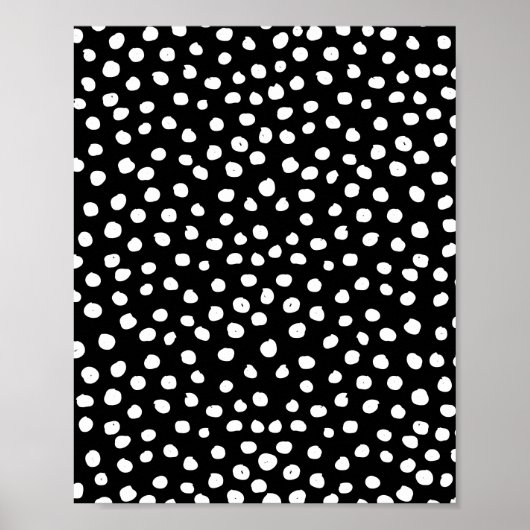 Preppy Dots Moderne Schwarz-weiße Druckpunkte Poster (Vorne)