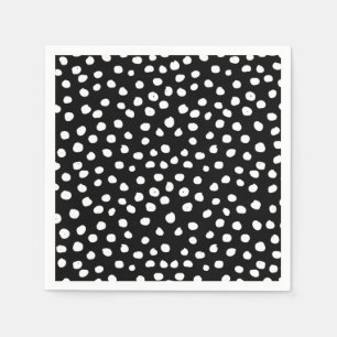 Preppy Dots Moderne Schwarz-weiße Druckpunkte Serviette