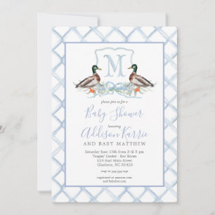 Preppy Duck Gingham Wappen Baby Shower Einladung