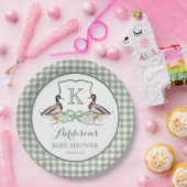 Preppy Duck Gingham Wappen Baby Shower Einladung Pappteller (Party)