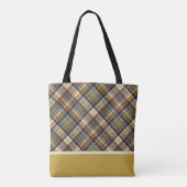Preppy Earth Tones Kariertes Monogramm Tote Bag Tasche (Rückseite)