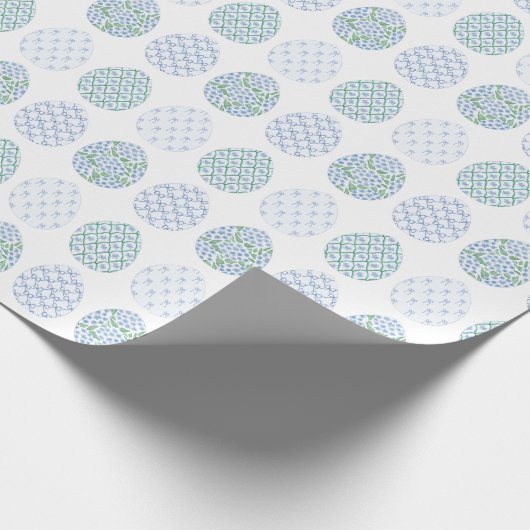 Preppy Easter Blue und Green Hydrangea Bow Trellis Geschenkpapier (Ecke)