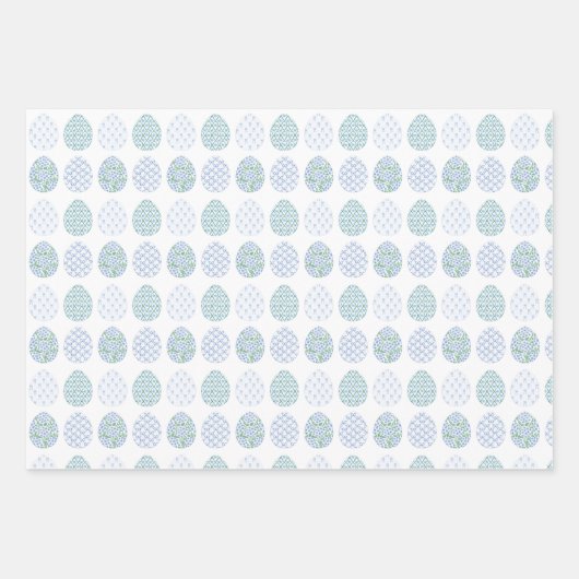 Preppy Easter Blue und Green Hydrangea Bow Trellis Geschenkpapier Set (Vorderseite 3)