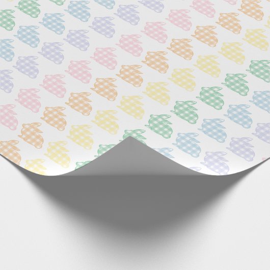 Preppy Easter Bunny Gingham Pastel Geschenkpapier (Ecke)