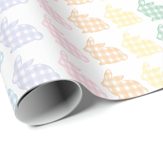 Preppy Easter Bunny Gingham Pastel Geschenkpapier (Rolleneckpunkt)